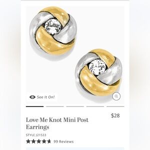 Brighton Love Me Knot Mini Post Earrings in Gold and Silver